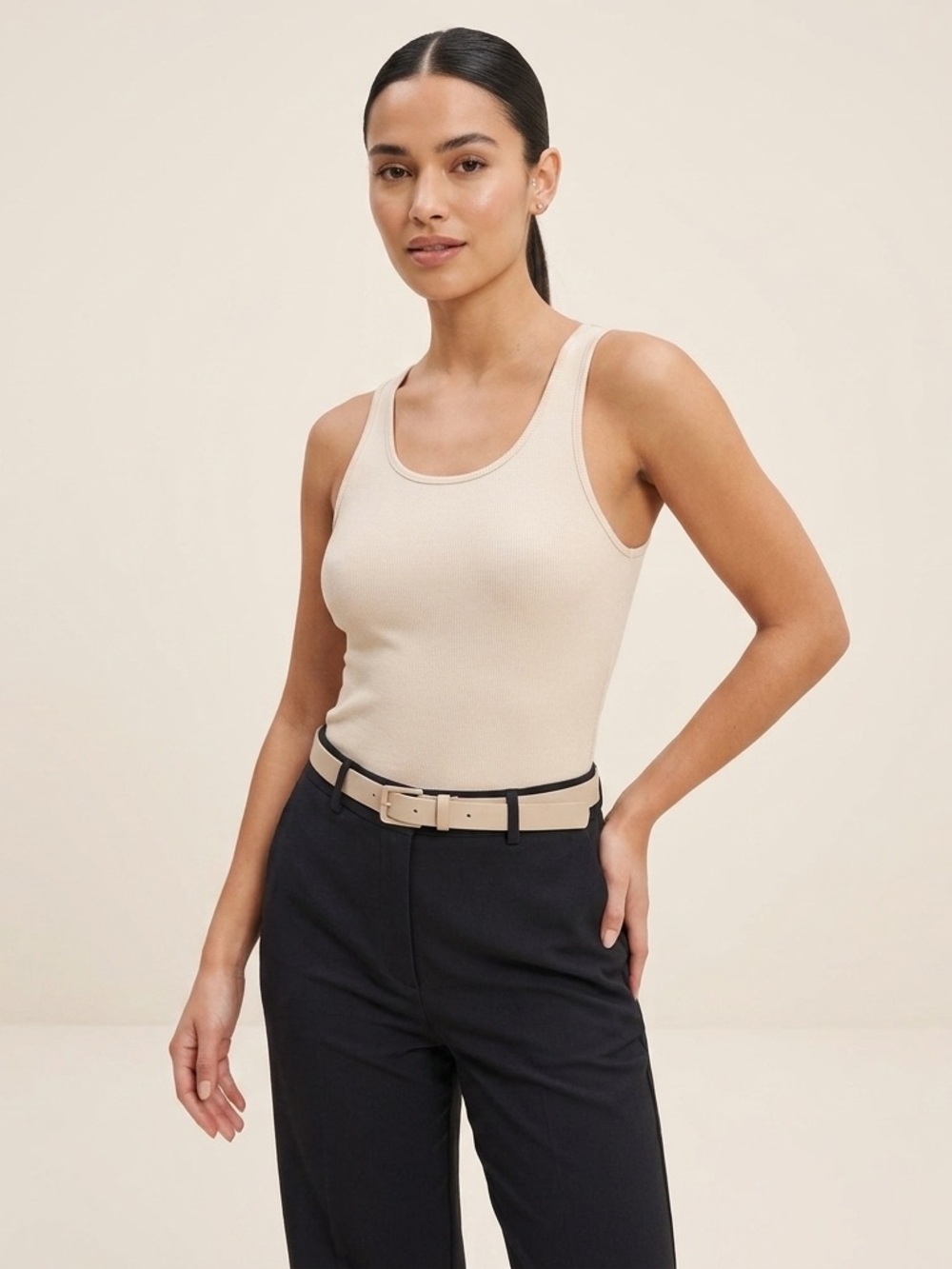NWT H&M Ribbed Racerback Bodysuit - Beige/Cream